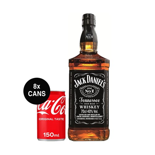 Jack Daniels Tennesse Whiskey 70cl And 8 Cans Of Coke